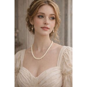 Tiny Pearl Seed Bead Rope Necklace Goldtone Clasp Bridal Vintage Style